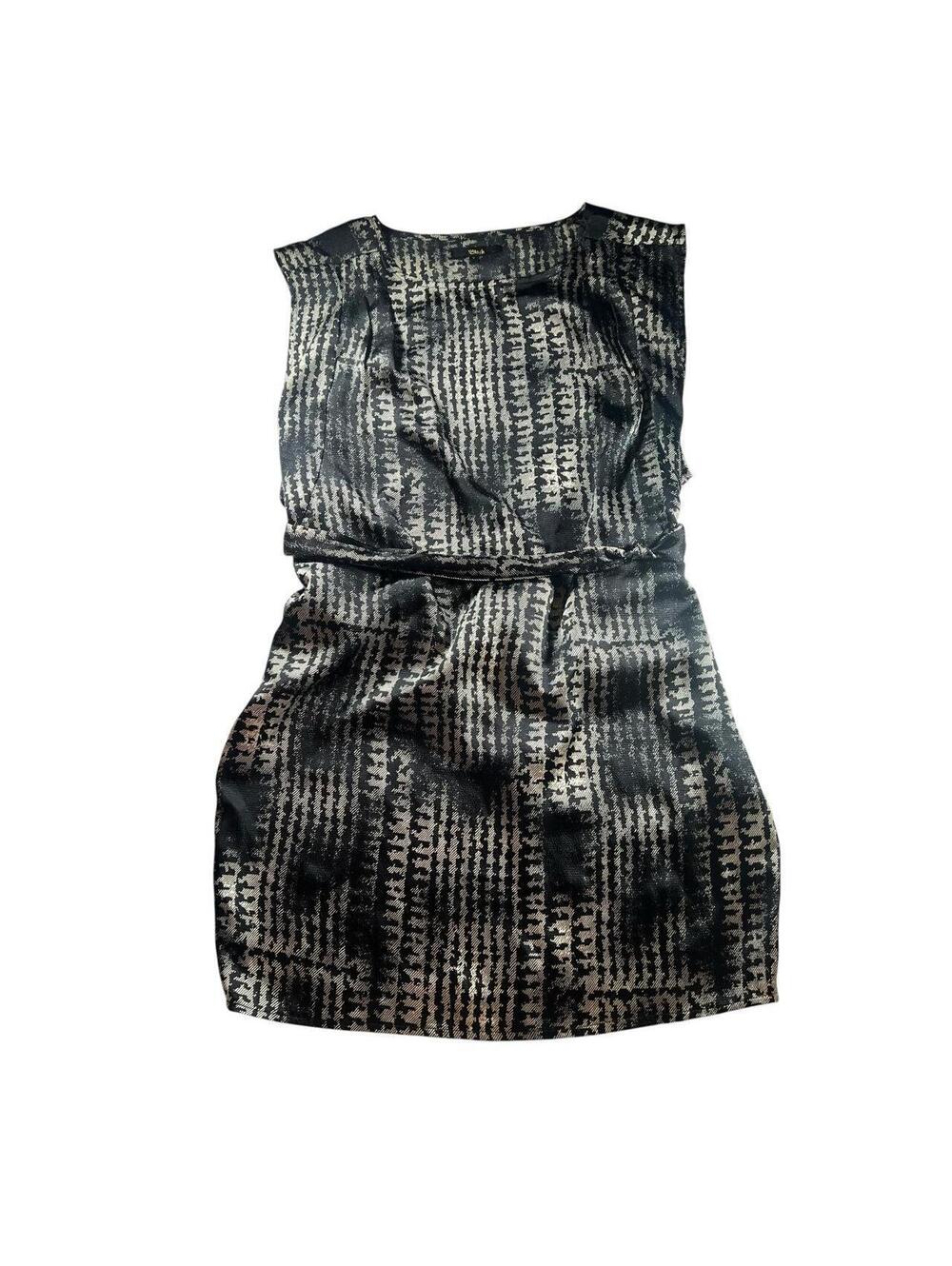 Black Label Abstract Jacquard Bubble Hem Belted Mini Dress